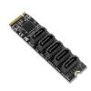 Cards For M.2 NVME NGFF MKEY/BKEY SSD HDD to 5port SATA3 6Gbps PCIe 3.0 Expansion Card PCIE X4 X8 X16 to SATA 3.0 Adapter Card