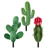 Fiori decorativi 3 pezzi inserti da giardino pali per piante da prato ornamento in acrilico a forma di cactus