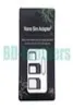 Svart 4 i 1 Nano Micro SIM -kortadapteradapter med utmatningsstiftnyckel för iPhone 4G 5 5S 5C SAMSUNG 6G 6PLUS 1000SETS LOT1934518