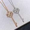 1:1 High End Womens Designer Colares v Gold Tiffins Romântico Floresta Snowflake Key Colar Luz Pingentes de Luxo com Tiffin Logo Original