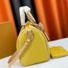 25cm Speedy Crossbody Bag Genuine Leather Cowhide Leather Fashion Letters Zipper Small Wallet Removable Strap Designer Handbags Purse 2pcs