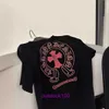 豪華なTシャツメンズ女性クロムズハーツ春夏新しい甘いクロスレザーラベルサンスクリット印刷長袖の短い年齢削減セット