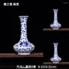 Vasi Composizione di fiori in ceramica Vaso piccolo essiccato Decorazione per la casa Ornamenti Stile etnico retrò Porcellana blu e bianca