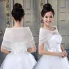 Scarves Bridal Shawl See-through Mesh Rhinestone Bow Buckle V Neck Three-layered Curling Romantic Women Wedding Party Prom