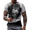 Jezus Christus 3D Print T-shirts Mannen Vrouwen Zomer Fi Casual Korte Mouw Cool T-shirt Harajuku Streetwear Oversized Tops 6XL e5kL #