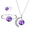 Pulseira, brincos colar moda 12 signo do zodíaco pingente lua stud pulseiras conjunto para mulheres cabochões de vidro horóscopo constellatio dhnh1