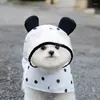 Dog Apparel Summer Full Print Polka Dot Raincoat Rain Tractable Two-foot Pet Waterproof Clothes Cartoon Bear Rainy Day Artifact