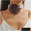 Chokers Choker Choker Lace Flower Womens Necklace 과장된 패션 모방 Pearl Mti-Layered Luxury Banquet Clavicle Chain for Femme Jew OTB3H