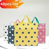 Presentförpackning 48 st. Frostad polka dot tote påse förtjockar stor plast med handtag klädbutik förpackningspåsar affärsmaterial