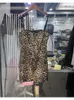 Casual Dresses Girls Fashion Satin Feeling Sling Mini Dress Vintage Leopard Print Ladies Sexy Spaghetti Strap Short Slim