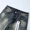 Paarse merk jeans herfst nieuwe gradiënt gewassen gespikkelde inkt graffiti elastische slanke fit heren broek