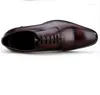 Dress Shoes Quality Black / Brown Tan Oxfords Wedding Mens Groom Genuine Leather Business Male Social