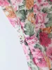Sukienki zwyczajne chu sau urody 2024 Kobiety moda słodka kwiatowy nadruk szyfonowy mini sukienka seksowna wściekłość szczupła backless elegancka koronkowa super krótka