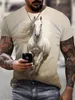 Horse Print Men's Graphic Design O-Neck Novel T-shirt Casual Comfy Tees Camisetas para o verão Roupas masculinas Tops h4KV #