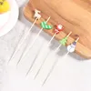 Disposable Flatware 200Pcs Christmas Bamboo Toothpick Colorful Cocktail Food Skewer Picks Fruit Snack Wooden Fork For Party Home Supplies