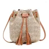 Shoulder Bags 2024 Summer Ladies Bag Retro Drawstring Bucket Handbag Women's Tassel Portable Slung
