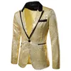 Pailletten Glanzend Goud Bruiloft Mannen Dr Jas Pakken Slim Fit Single Butt Podium Gastheer Show Blazers Casual Nachtclub Pak jassen i4ZM #