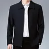 Мужская куртка Элегантная мужская куртка среднего возраста с лацканами и карманами на молнии для формальной деловой или повседневной одежды весной и осенью Q9py #