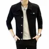 Männer Frühling Herbst Denim Jacke Umlegekragen Lg Sleeve Slim Fit Freizeitjacke Oberbekleidung N6NQ #