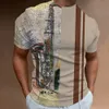 Retro Men's T-shirt 3D Musikanteckningar tryckta män Kläder Daglig avslappnad kortärmad gata designer tees topp lös överdimensionerad skjorta 83h#