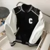 Varumärke män C broderi läderjacka högkvalitativ cmere lapptäcke kappa berömd fickdesign unisex stripe baseball uniform a8s8#