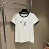 AAA Diseñador de moda camisa ropa para mujer CE Verano Nuevo estilo Letra Logo Camiseta estampada Contraste suelto Cuello redondo Manga corta Top marca cellin