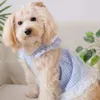 Vestido de estilo de fada 1pc, saia xadrez de barra de arco de fita, vestido de festa para cães para cães para cães para cães de estimação