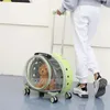 Cat Noszyjnie Pet Dog Trolley Suipcase Bagaż z kołami niosącymi przezroczysty wózek plecakowy oddychający plecak