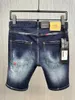 Jeans masculinos homens bordados zero buraco shorts moda estiramento curto 9875-1 #