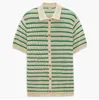 Herrpolos sommar mode vintage stickad polo skjorta män hög kvalitet randfärg matchande topp cardigan kort ärm