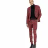 Slim Fit hommes costume deux pièces veste + pantalon nouveau Fiable Plaid mâle formel fête de mariage ensemble J5UN #