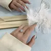 クラスターリングファッションクリスタルジルコンスノーフレーク風車の花リング女性のためのスピナー女子ジュエリーパーティーレリーフアンチストレスギフト