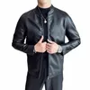 men Bomber Leather Jacket 2023 Anti-wind Zipper Casual Slim Fit Jacket Coats Motorcycle PU Leather Jacket Fi Men Clothing H0Z2#