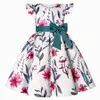 Baby Girls Bow Dress Princess Kids Clothes Children Toddler Flower Print Birthday Party Clothing Kid Youth White Skirt P6R9#