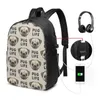 Rucksack Pug Life Classic Basic Canvas Schule Casual Tagesrucksack Büro für Männer Frauen