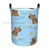 Laundry Bags Basket Cute Capybara Oranges Sea Swimming Folding Dirty Clothes Toys Storage Bucket Household