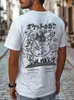 Hip Hop T-Shirt Das Mulheres Dos Homens Streetwear Japonês Kanji Engraçado Gato Impressão Camiseta 2024 Harajuku Cott Casual Manga Curta Camiseta Tops F5O0 #