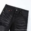 High Street Trendy Brand Pur New Black Perforated Patch Jeans for Mens Cat Beads with White Grinding Elastic Slim Fit Feet