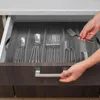 Storage Bottles With PVC Lid Flatware Case Multi Use 5 Compartment Foldable Cutlery Box Dustproof Grey Utensil Silverware