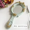 Espelhos 1 pc retângulo mão segurar espelho cosmético com alça espelho de maquiagem bonito criativo de madeira vintage espelhos de mão espelho de maquiagem zm1202