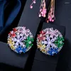 Boucles d'oreilles Pera romantique grand rond mignon évider coloré CZ cristal couleur argent boule de fleur pour les femmes bijoux de fête E309