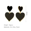 Dangle Earrings Large Metal Heart Post Drop For Women Black Resin Heavy Statement Classic Jewelry Love Party Accessories Gifts 2024512