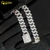 Men's Jewelry Wholesale 13mm Iced Out Moissanite Cuban Link Chain S925 Sterling Gold Plated Cuban Link Bracelets for Men