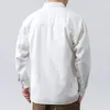 Nova Pure Cott Lg Camisas de Mangas Homens Blusas Confortáveis Casual Solto Estilo Universitário Casal Retro Design Minimalista Camisa X5er #