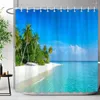 Shower Curtains Seaside Scenery Curtain Blue Ocean Beach Tropical Woods Outdoor Nature Landscape Polyester Bathroom Decor