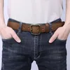 Ceintures hommes rétro ceinture en peau de vache pure 3.8 cm luxe en cuir véritable boucle en cuivre à la main tout-match jeans décontractés doux
