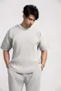 Miyake – T-Shirt plissé pour hommes, vêtements d'été, manches courtes, uni, à la mode, chemises noires, col rond, haut de sport, 240313