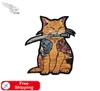 Cat With Sword Embroidery Tattoos Patches Iron On For Clothing Punk Jacket Custom Fashion Patch5929077