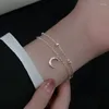 Braccialetti di collegamento 925 placcato argento catena a doppio strato nappa stella zircone luna braccialetto di fascino braccialetto per le donne ragazze gioielli eleganti Sl524