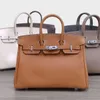 Original birkkns Bag Togo top layer cowhide bag genuine leather womens fashionable handbag 2024 new golden brown